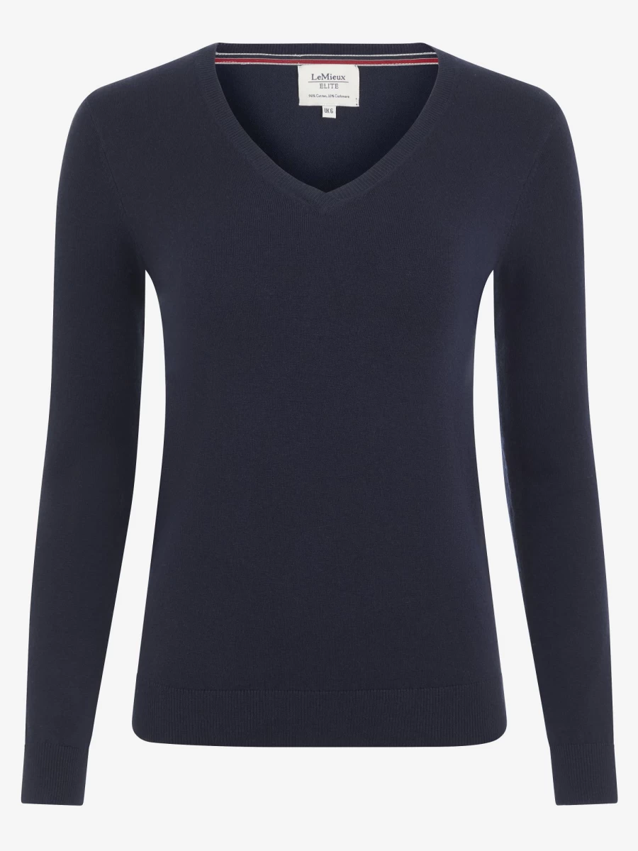 LeMieux Women's Navy V-Neck Elite Jumper - Premium Knit Sweater