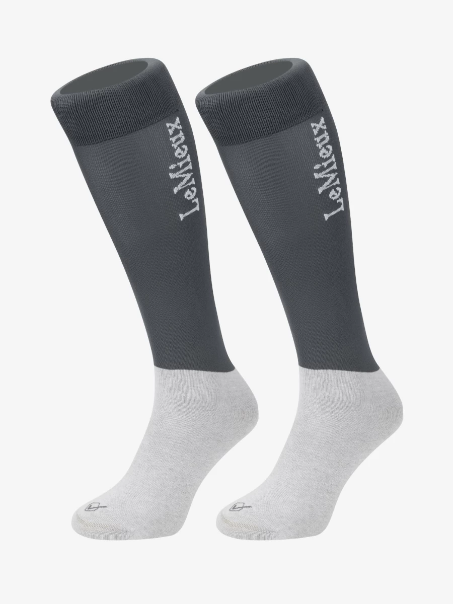 LeMieux Competition Socks Slate Grey Twin Pack - Premium Equestrian Sport Socks for Riders