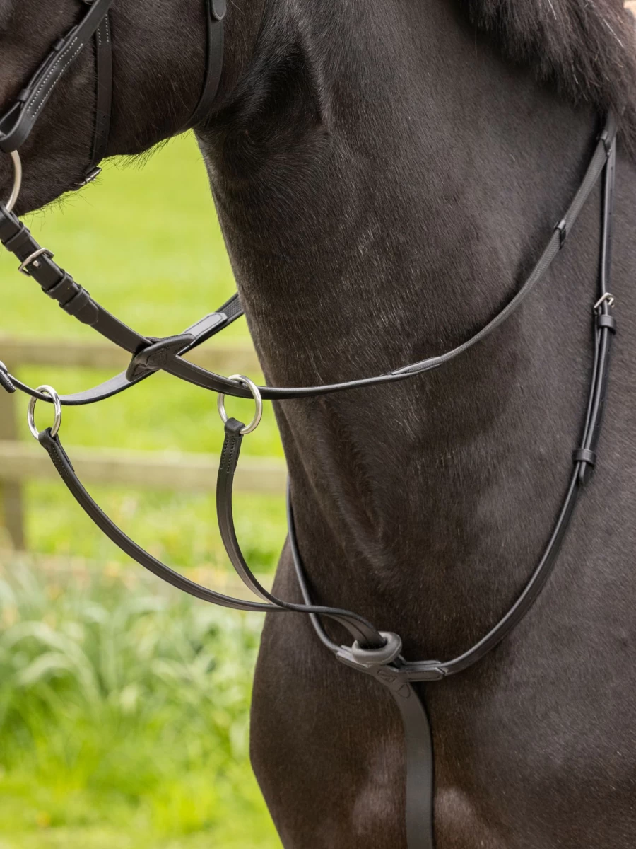 LeMieux Arika Running Martingale - Adjustable Black & Silver Horse Training Aid