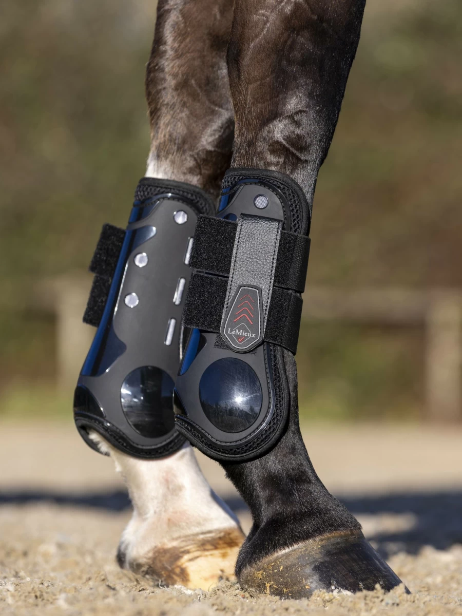 LeMieux Derby Pro Jump Tendon Boots - Black Horse Riding Boots for Jumping & Protection
