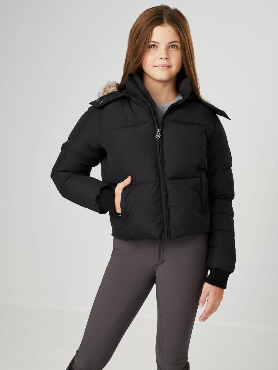 LeMieux Young Rider Gia Puffer Jacket for Equestrians - Lightweight Warm Black Equestrian Coat