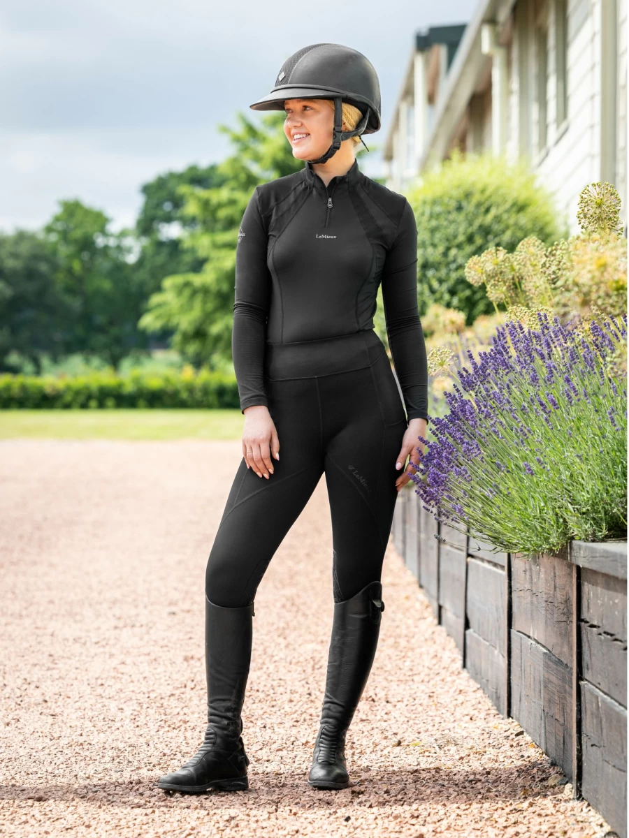LeMieux Lucie High-Waisted Mesh Leggings for Women - Stylish Black Workout & Yoga Pants