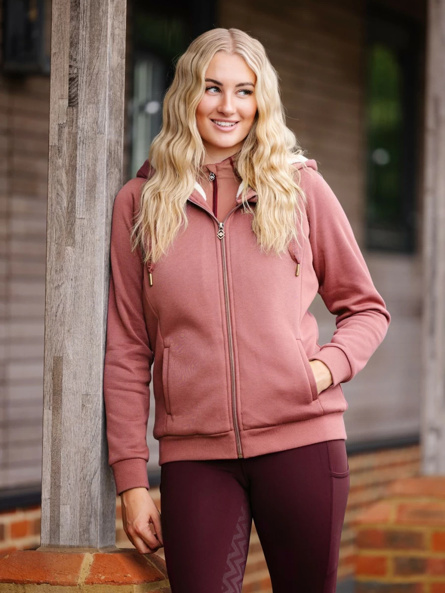 LeMieux Women's Sherpa Lined Hoodie - Soft Fleece Pullover with Hood, Cozy Winter Sweatshirt in Orchid Pink