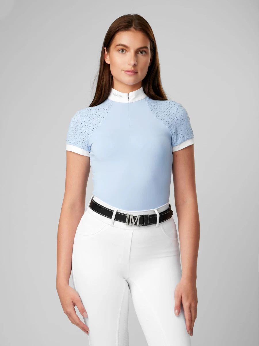 LeMieux Olivia Short Sleeve Show Shirt Mist - Equestrian Competition Top for Women