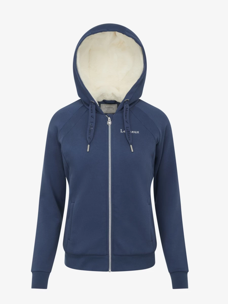 LeMieux Sherpa Lined Hoodie for Women - Cozy Fleece Pullover with Hood, Warm Winter Sweatshirt, Atlantic Blue