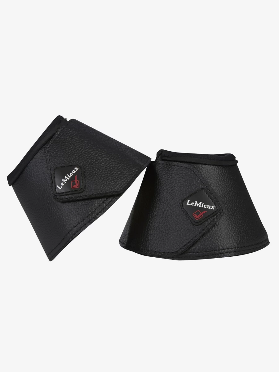 LeMieux Black Leather Wrapround Over Reach Boots for Horses