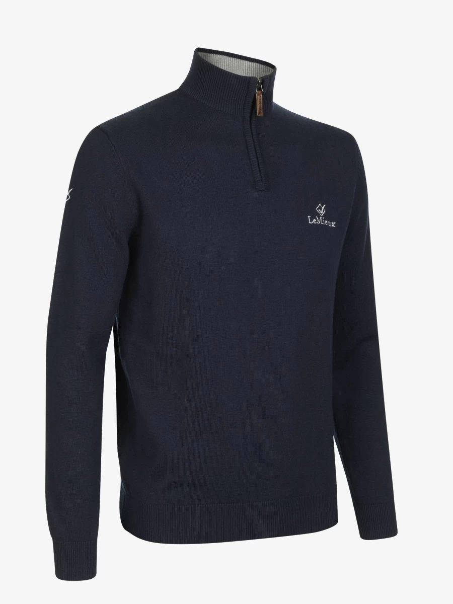 LeMieux Men's Navy Knit Jumper - Premium Soft Wool Sweater for Casual Wear