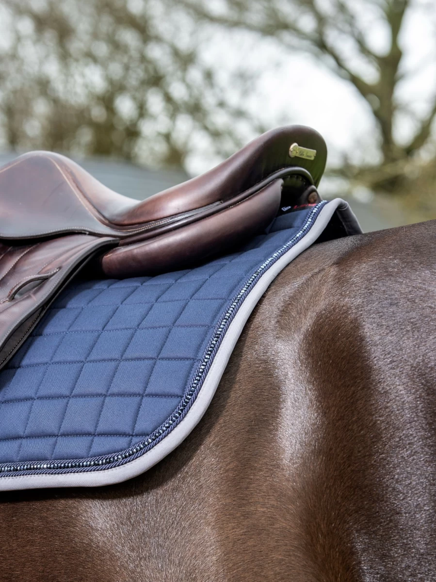 LeMieux Navy Blue Diamond Quilted Jumping Square Saddle Pad - Large Equestrian Training Gear
