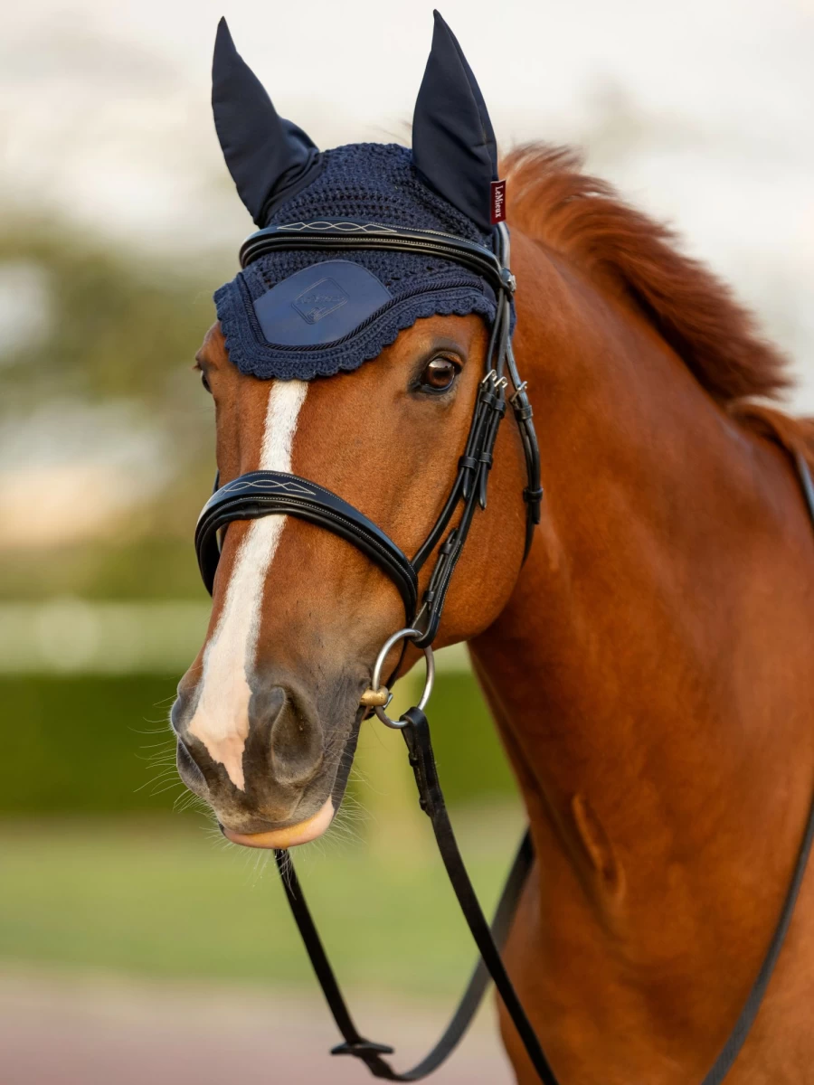 LeMieux Elite Fly Hood Navy – Lightweight Horse Fly Hood with UV Protection