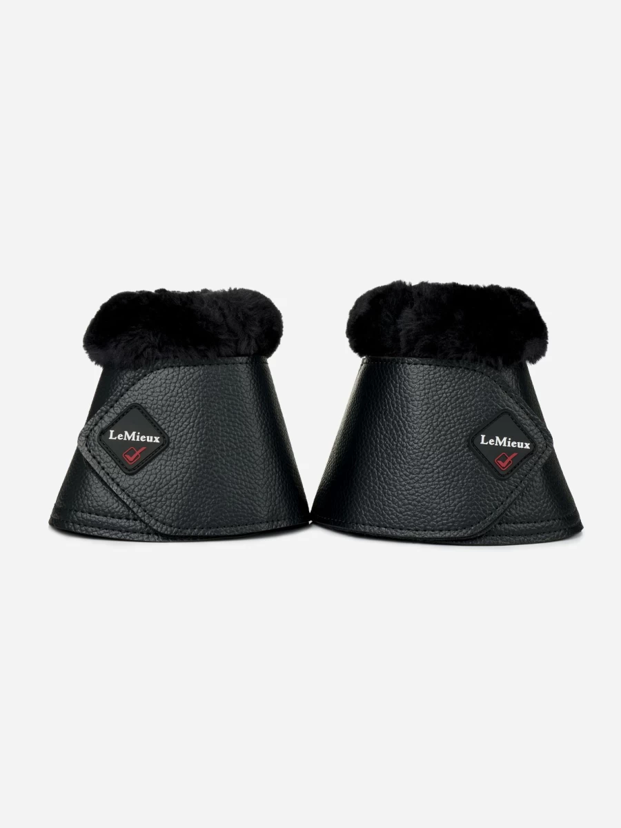 LeMieux Black Fleece Wrap Around Over Reach Horse Boots for Protection and Warmth