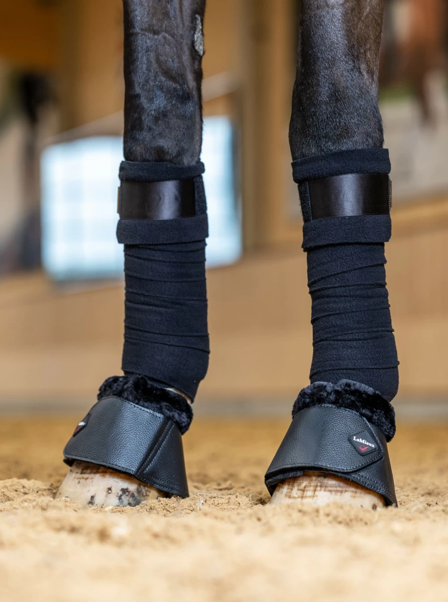 LeMieux Black Fleece Wrap Around Over Reach Horse Boots for Protection and Warmth