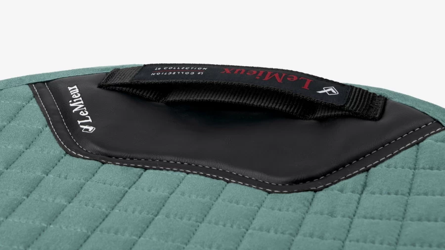 LeMieux Suede Square GP Saddle Pad in Sage Green – Premium Equestrian Training Gear