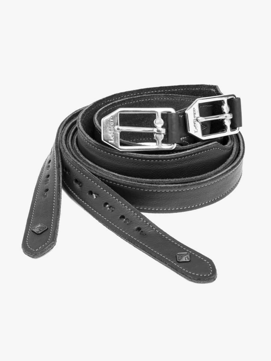 LeMieux Vector Pro Black Stirrup Leathers for Equestrian Riding