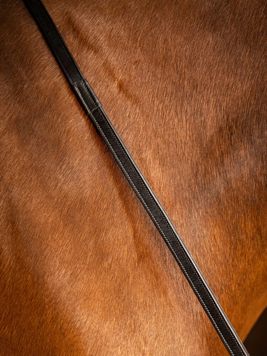 LeMieux Rubber Half Lined Reins for Horses - Premium Brown/Silver Equestrian Training Gear