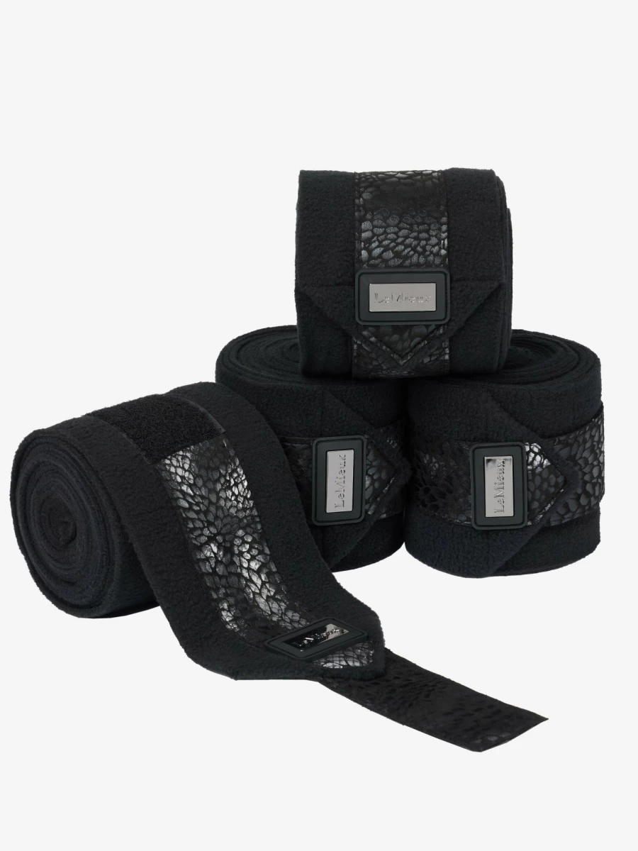 LeMieux Adour Polo Bandages - Black Horse Leg Wraps for Support & Protection