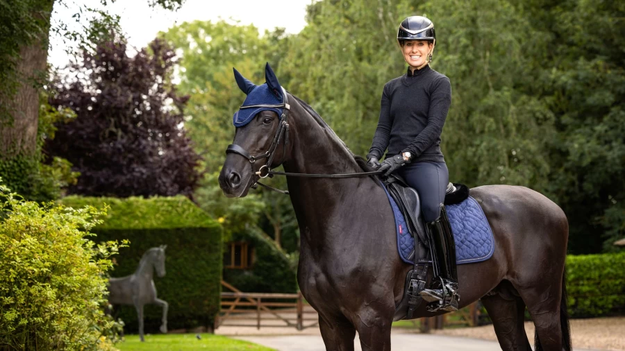 LeMieux Navy Crystal Suede Dressage Saddle Pad for Horses – Premium Equestrian Training Gear