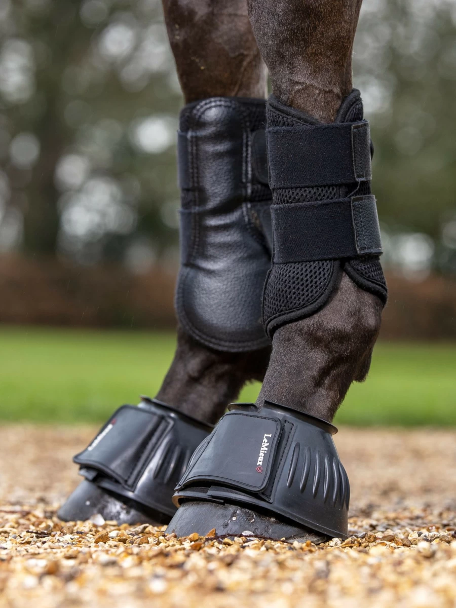 LeMieux Rubber Bell Boots for Horses - Durable Black Hoof Protection