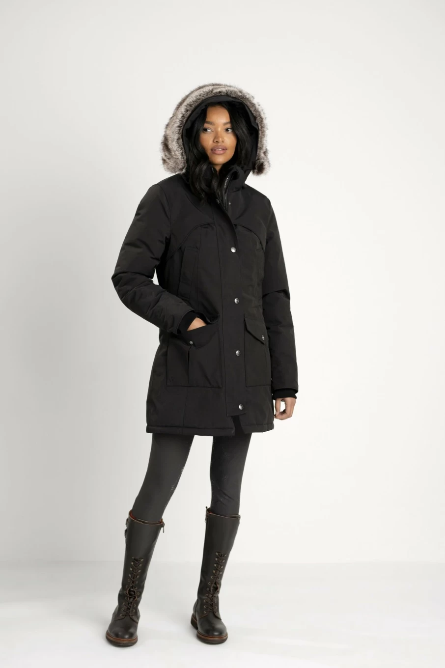 LeMieux Storm Coat - Waterproof Black Equestrian Riding Jacket for Men & Women