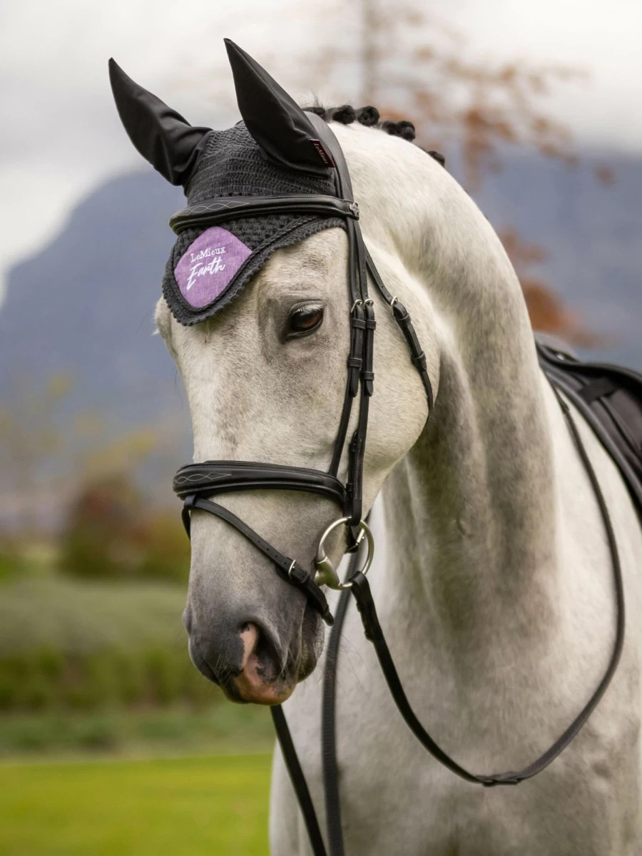 LeMieux Earth Fly Hood with Thistle Design for Horses – Lightweight & Breathable Fly Protection