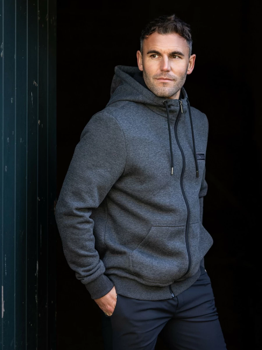 LeMieux Men's Graphite Zip-Up Hoodie - Lightweight Fleece Pullover with Front Pocket