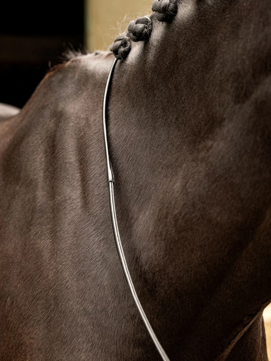 LeMieux Black/Silver Rubber Half Lined Equestrian Reins for Horse Riding