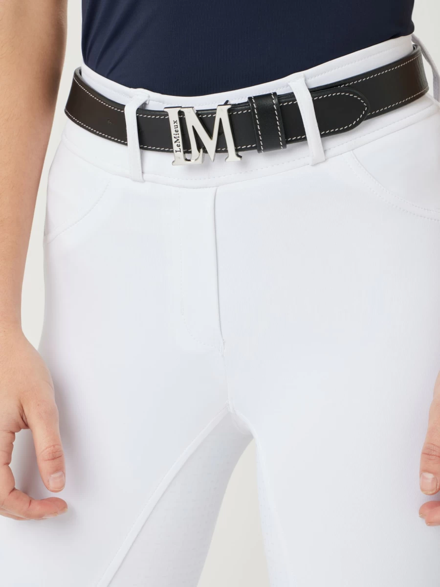 LeMieux Monogram Black Leather Belt for Men & Women - Stylish Designer Accessory