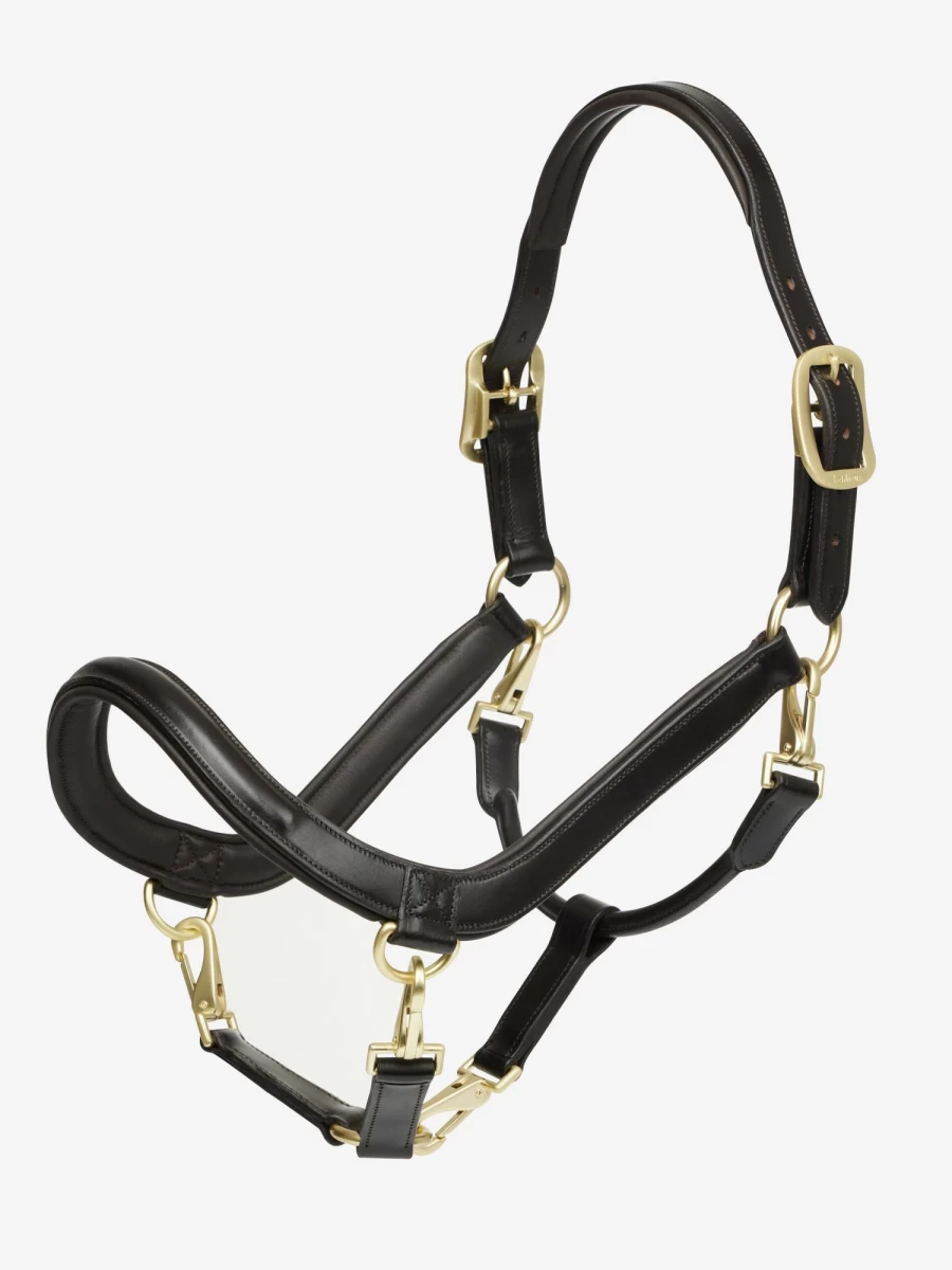 LeMieux Premium Brown Leather Headcollar for Horse Grooming & Training