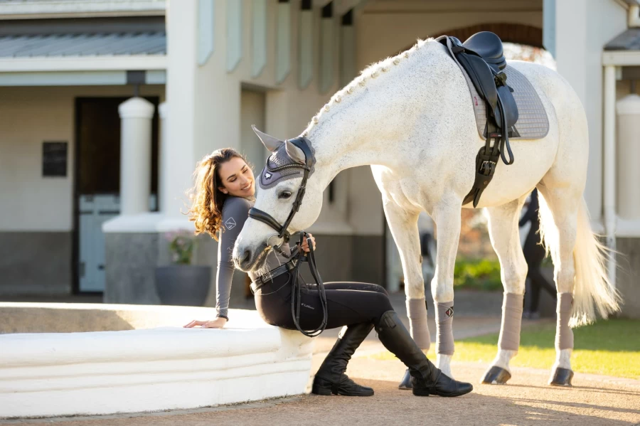 LeMieux Grey Suede Dressage Square Saddle Pad for Horse Riding