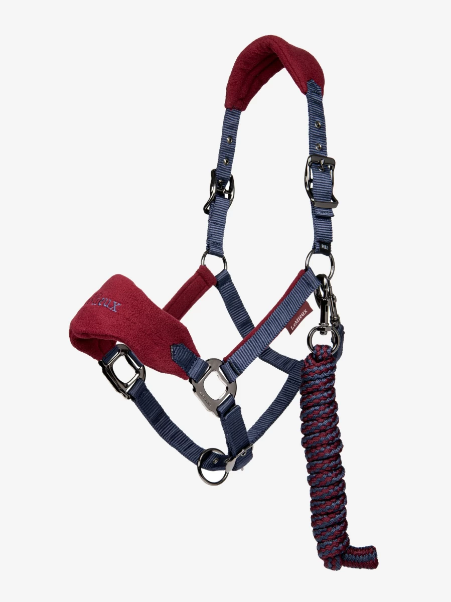 LeMieux Vogue Burgundy Horse Headcollar and Lead Rope Set – Premium Equestrian Accessories