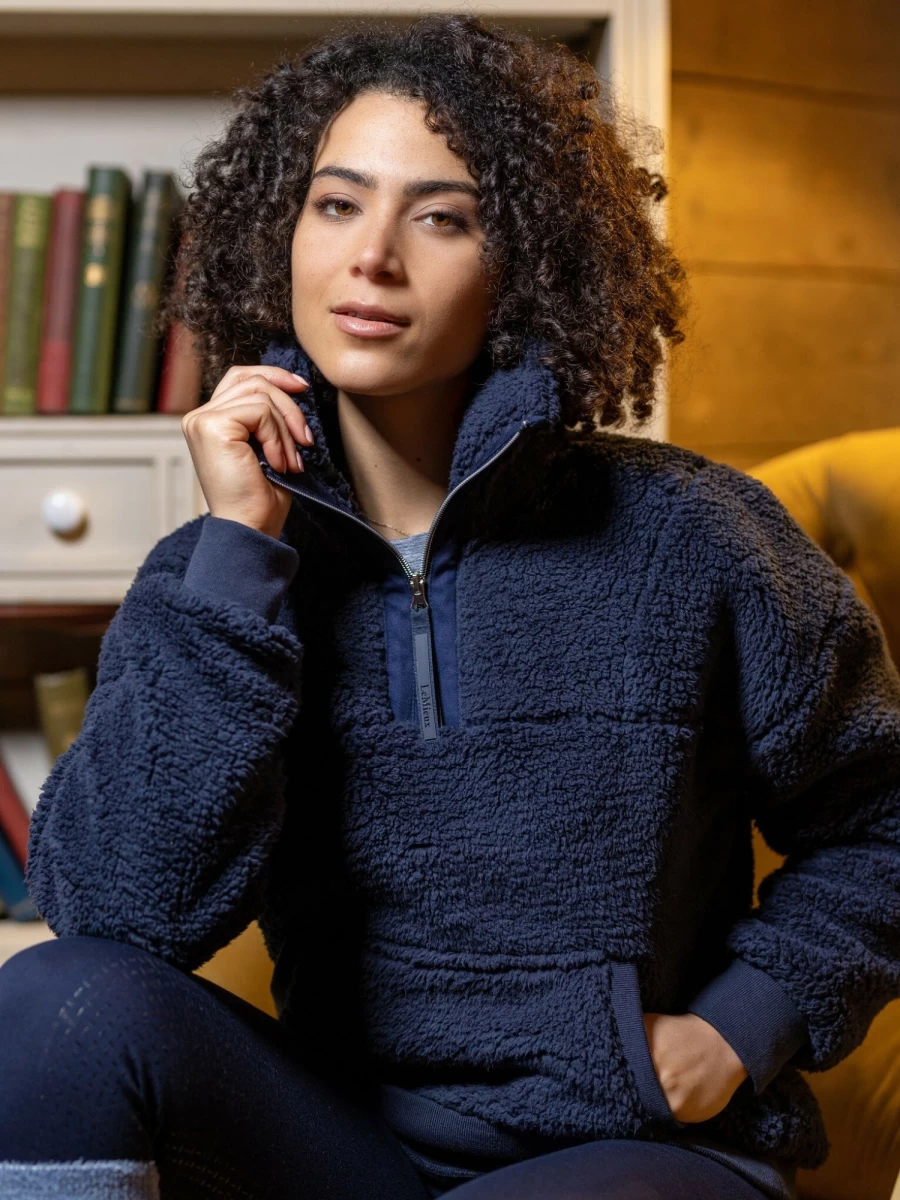 LeMieux Tara Teddy Fleece Jacket in Navy - Soft & Warm Winter Coat