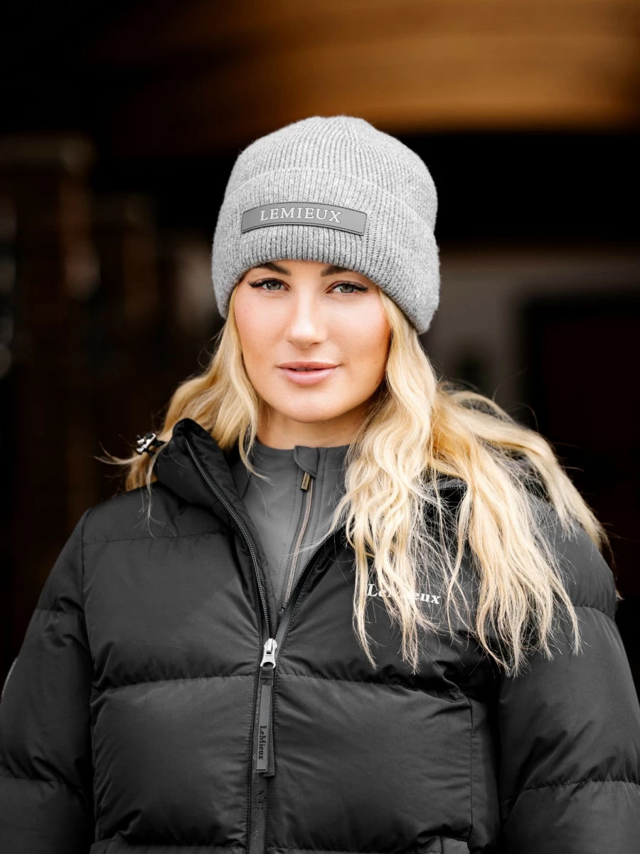 LeMieux Lumen Beanie - Soft Grey Winter Hat, One Size, Unisex Cashmere Blend Cuffed Knit Cap