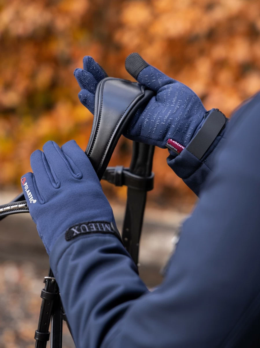 LeMieux Polartec Winter Gloves for Men & Women - Navy Blue Thermal Insulated Gloves