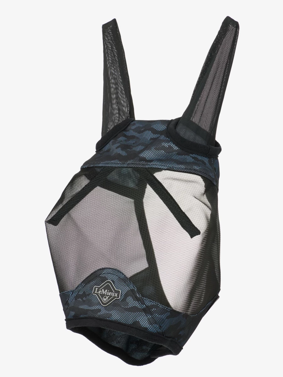 LeMieux Visor-Tek Half Fly Mask in Camouflage Blue for Horses – Lightweight UV Protection