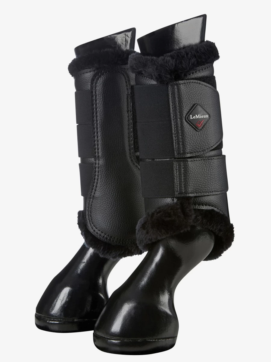 LeMieux Black Fleece Lined Brushing Horse Boots for Warmth & Protection