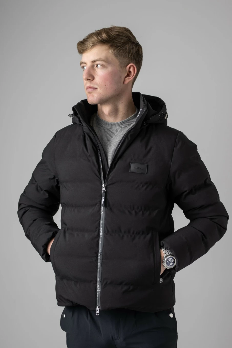 LeMieux Men's Black Waterproof Insulated Puffer Jacket – Lightweight Winter Coat for Cold Weather