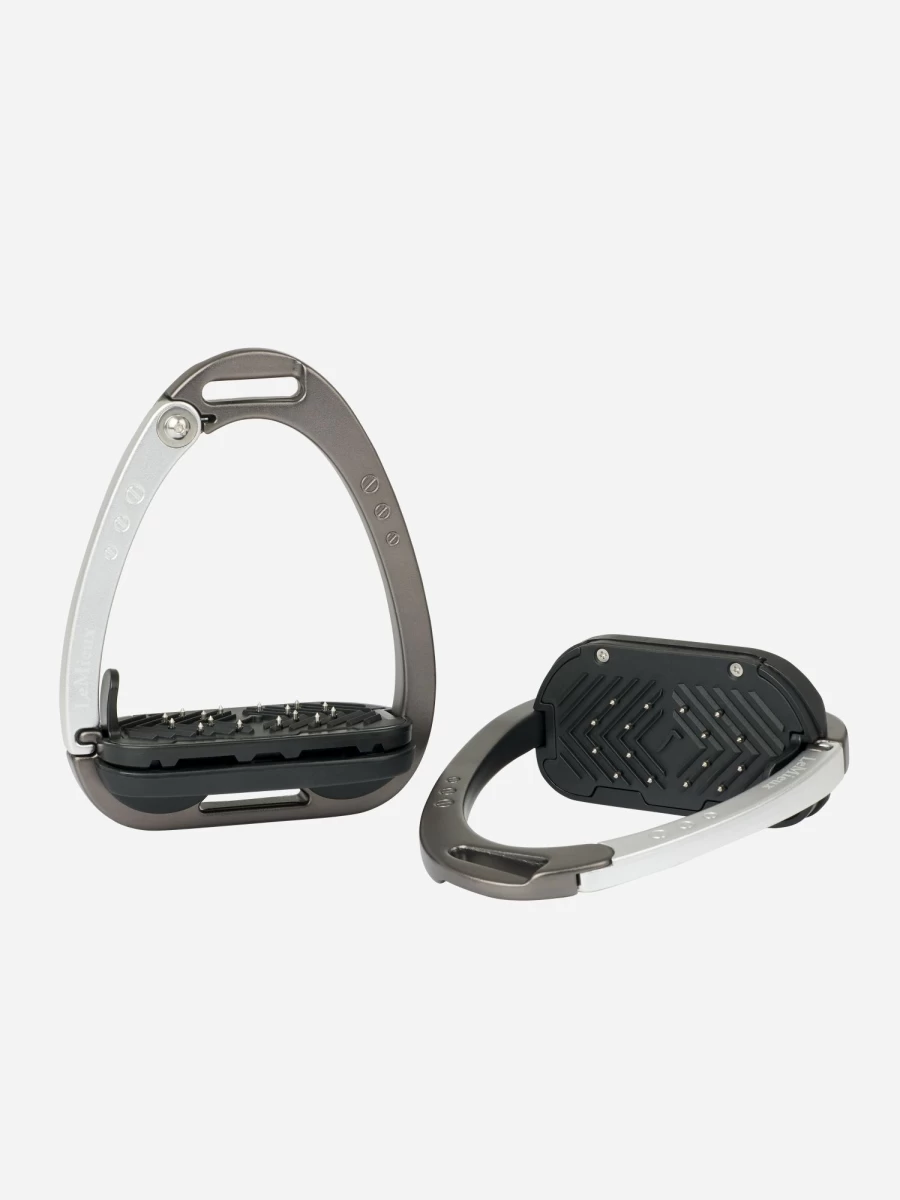 LeMieux Vector Balance Stirrup - Carbon/Silver Finish, One Size Equestrian Stirrups for Enhanced Performance
