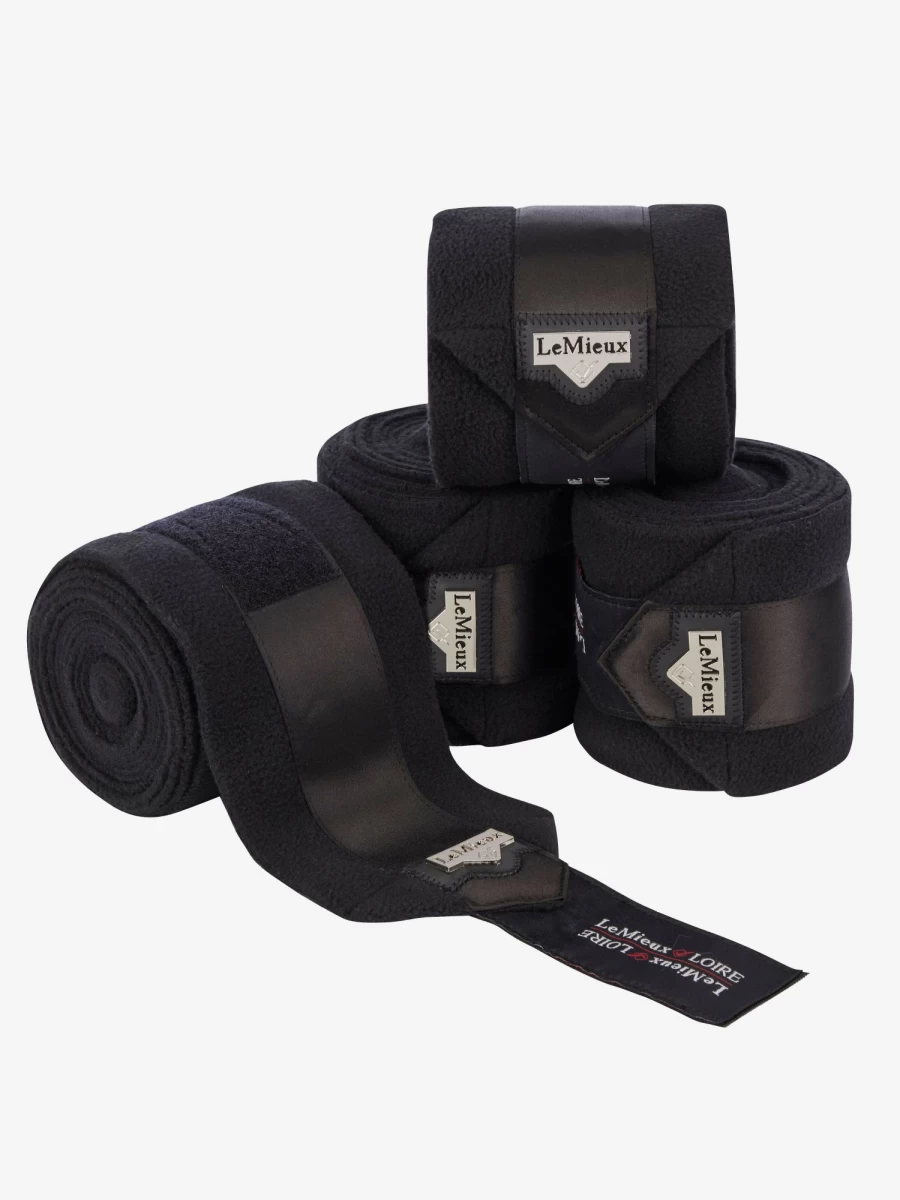 LeMieux Loire Polo Bandages - Black Horse Leg Wraps for Support & Protection