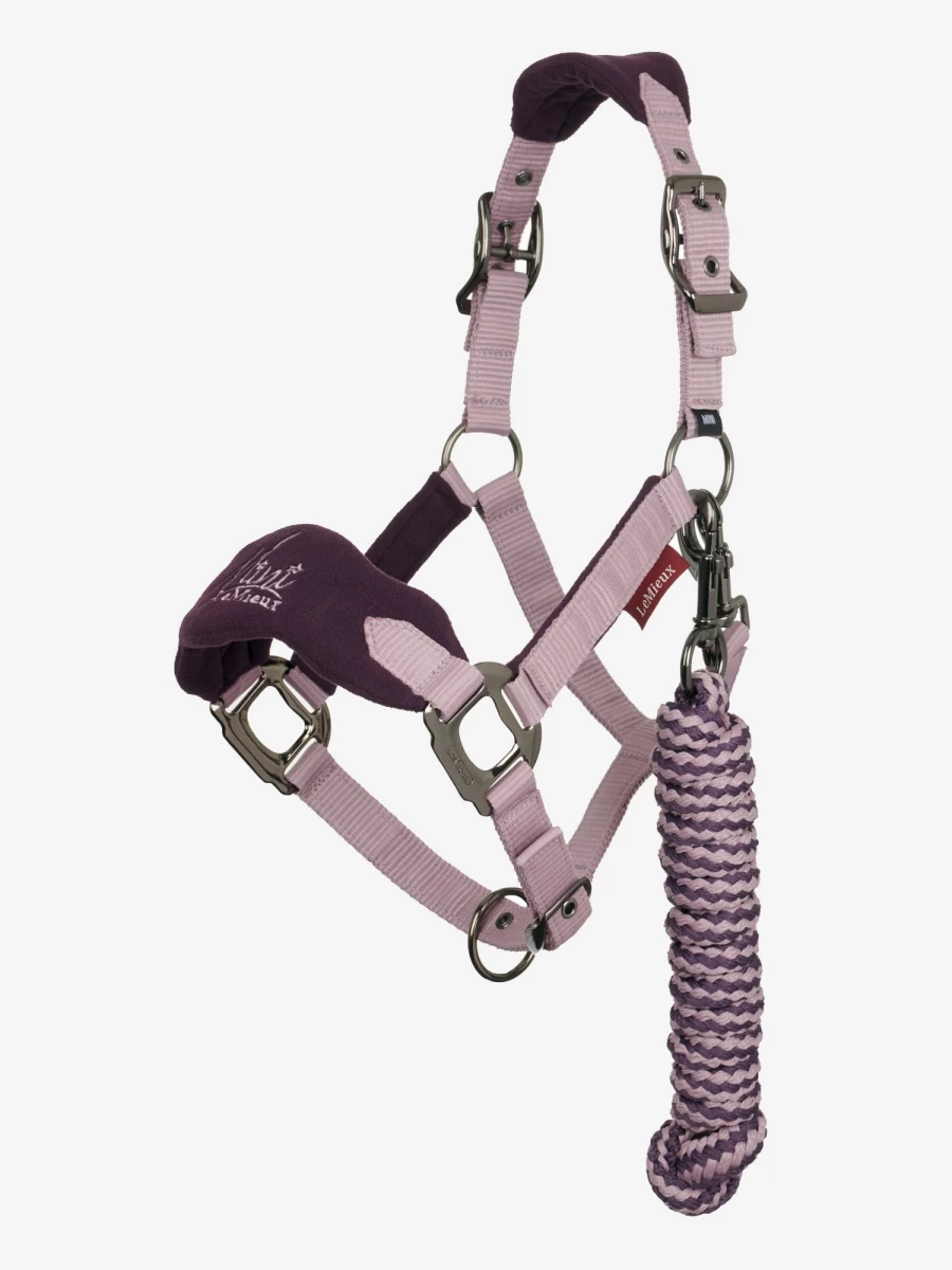 LeMieux Mini Vogue Headcollar & Lead Rope Set for Horses - Fig Mini Equestrian Accessories