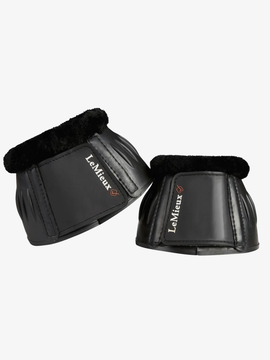 LeMieux Fleece-Lined Rubber Bell Boots for Horses - Black