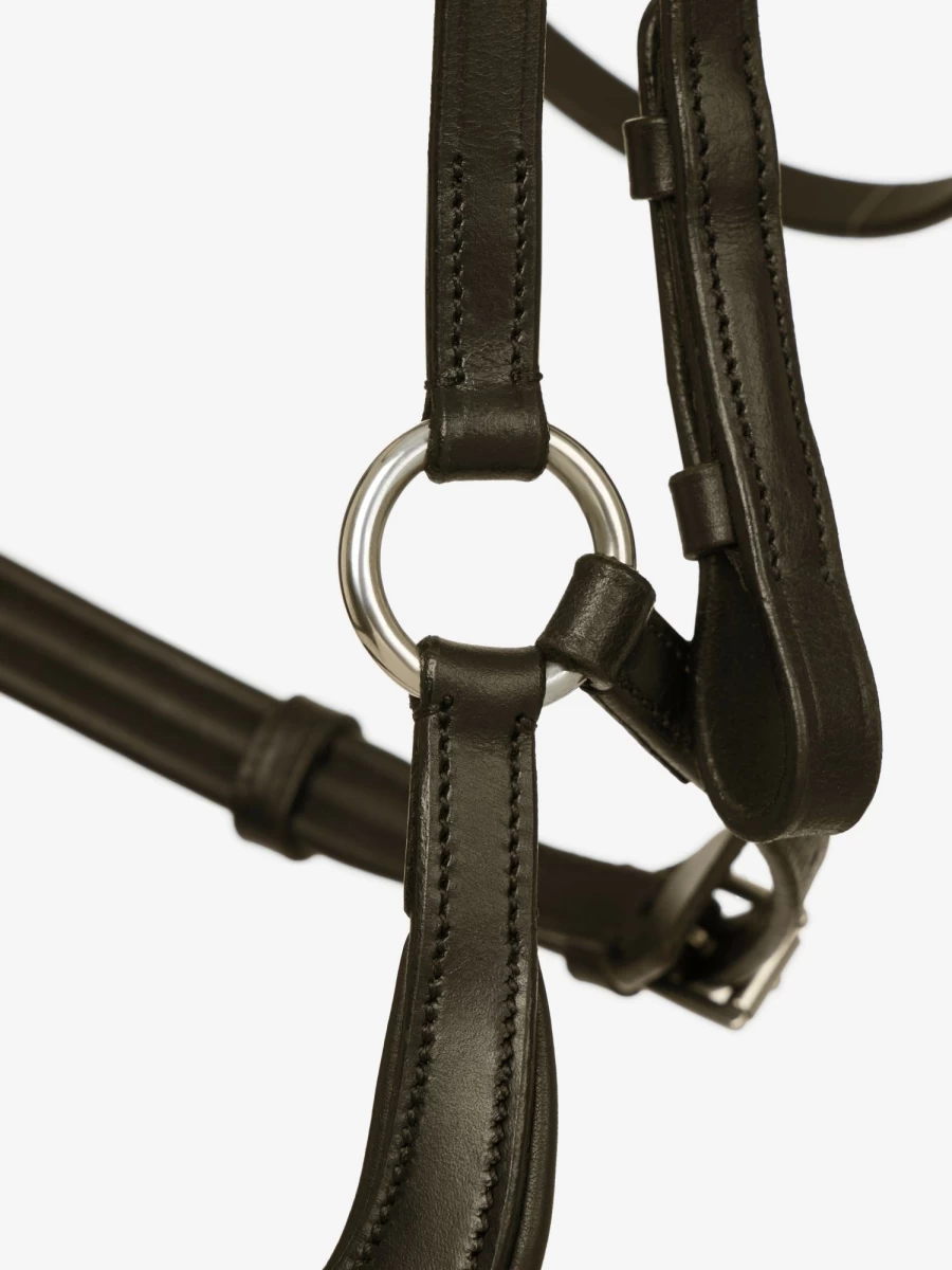 LeMieux Arika Drop Bridle in Brown and Silver for Dressage and Show Jumping