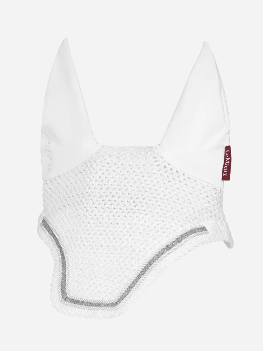 LeMieux Crystal Fly Hood White - Premium Horse Riding Fly Hood with Crystal Embellishments