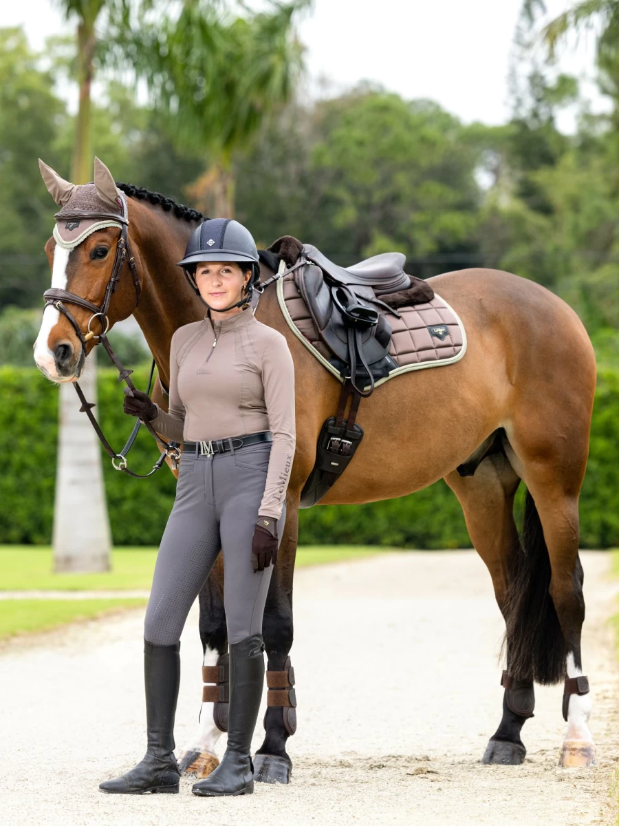 LeMieux Merino Wool Close Contact Square Saddle Pad in Walnut Brown - Classic Equestrian Design