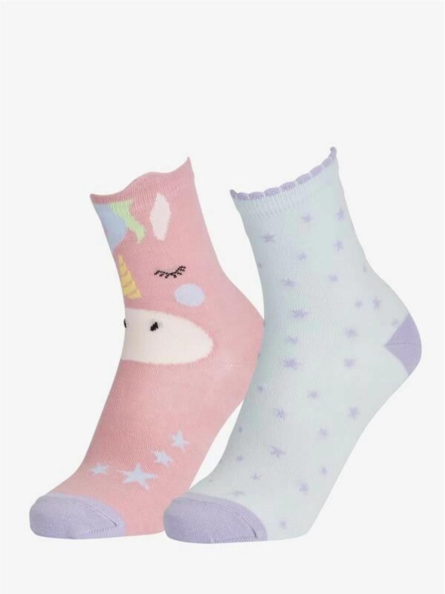LeMieux Unicorn Mini Character Socks 2 Pack - Cute Fantasy Crew Socks for Women & Kids
