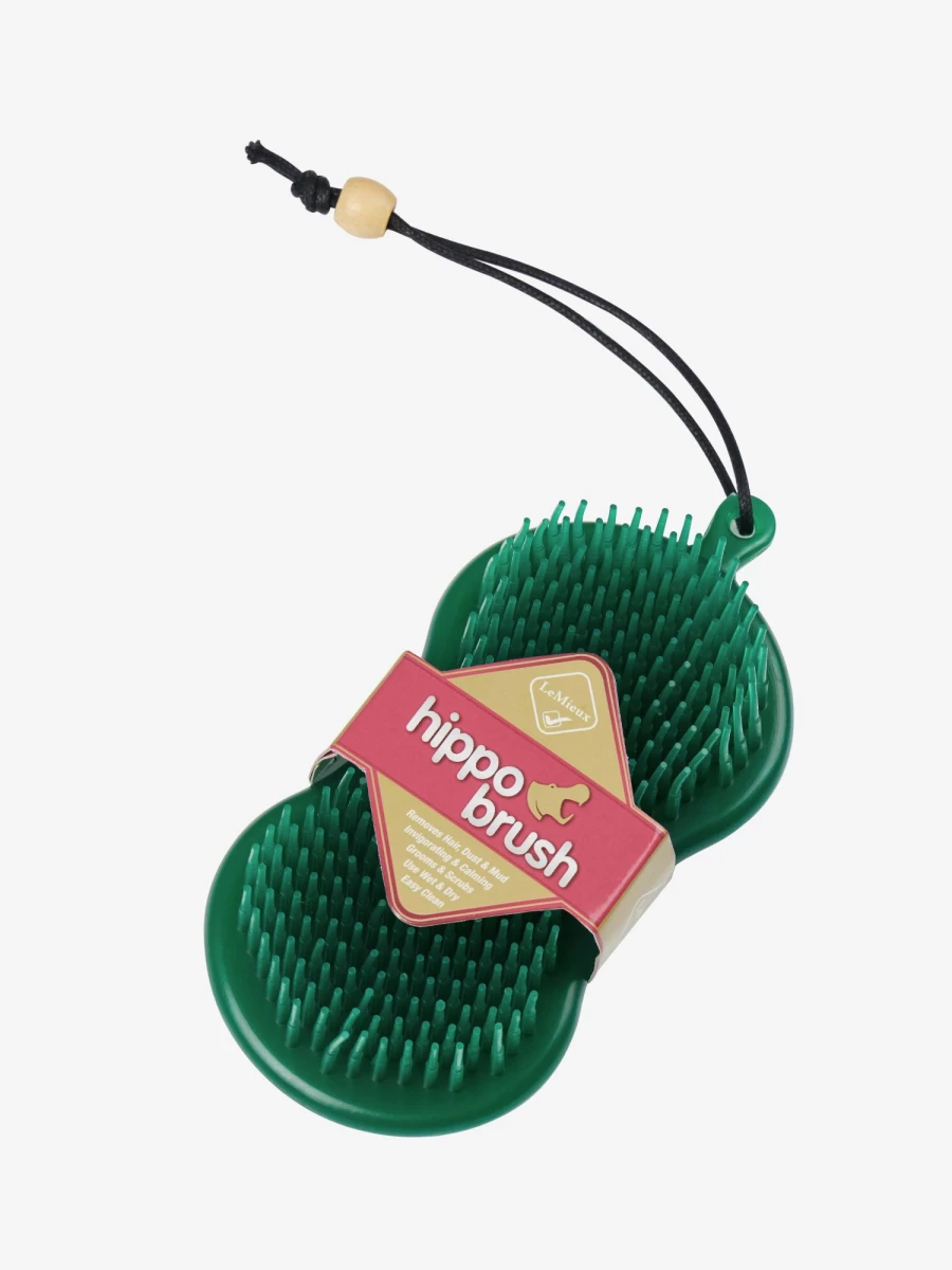 LeMieux Green Hippo Brush - One Size Horse Grooming Tool for Effective Shedding & Coat Care