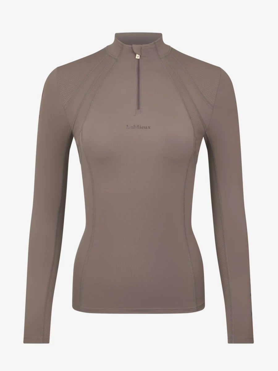 LeMieux Mia Mesh Long Sleeve Base Layer Top - Breathable Walnut Performance Shirt
