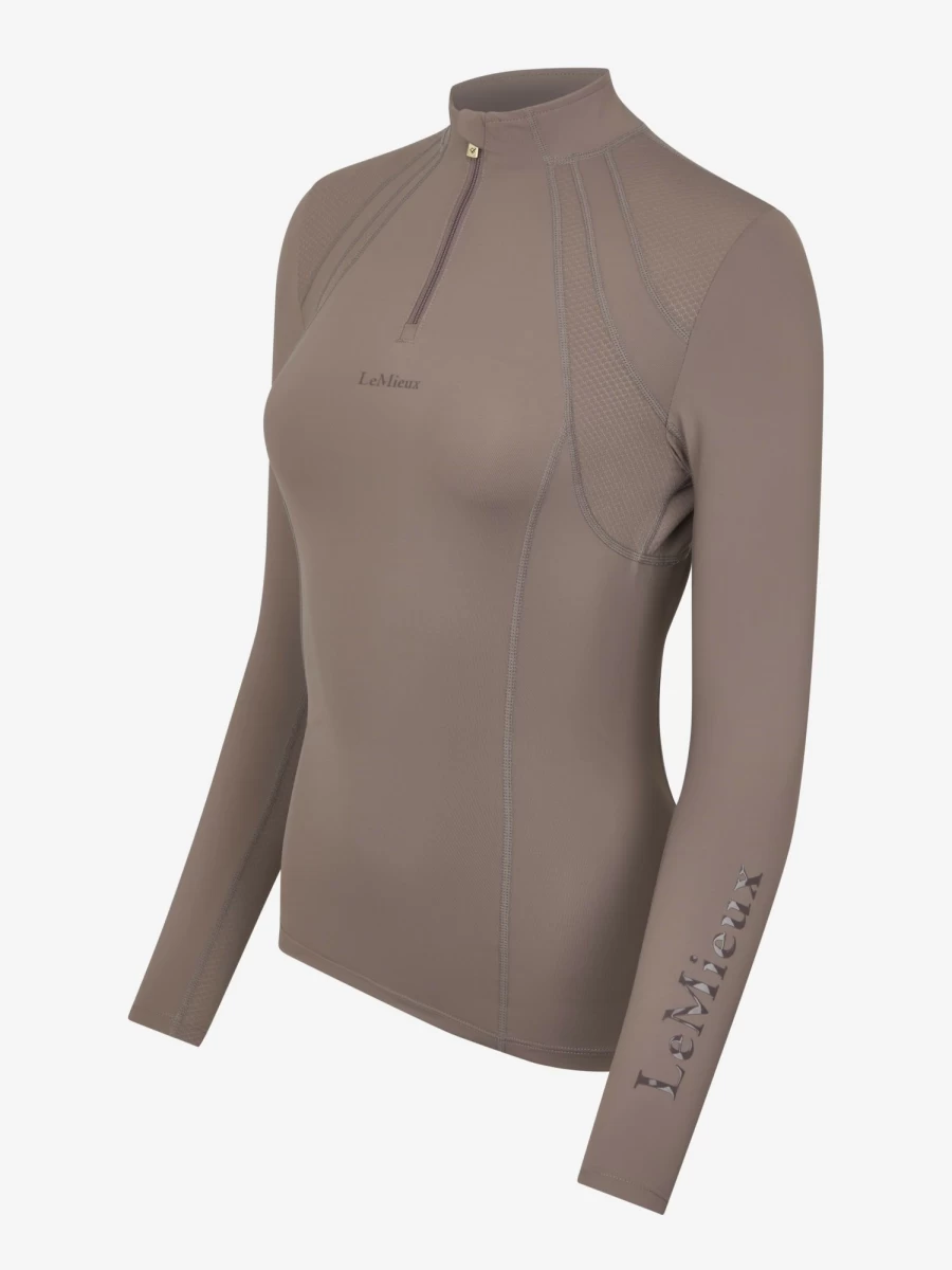 LeMieux Mia Mesh Long Sleeve Base Layer Top - Breathable Walnut Performance Shirt