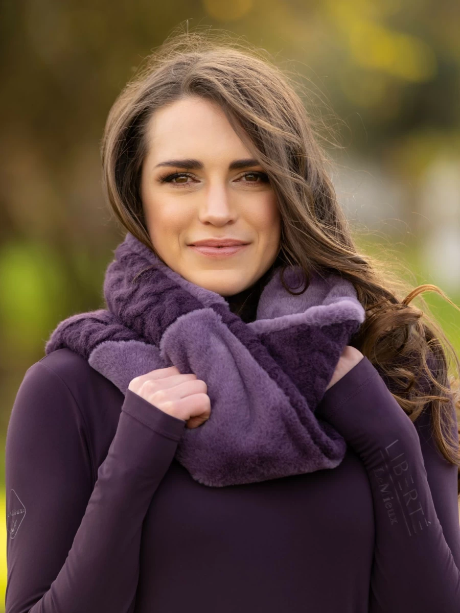 LeMieux Cable Knit Snood - One Size Winter Scarf for Women, Soft Warm Fig Knitted Neck Warmer