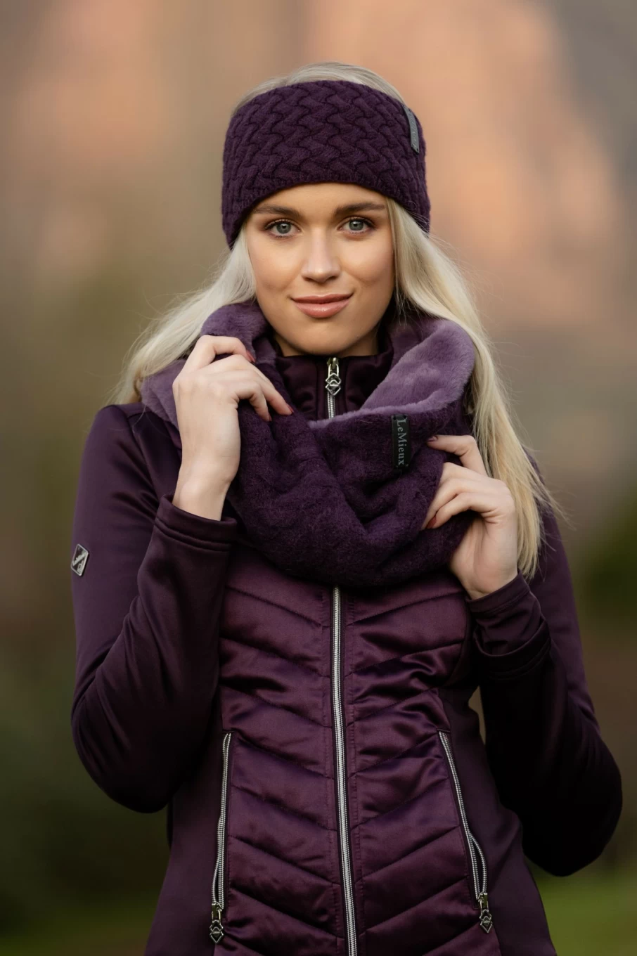 LeMieux Cable Knit Snood - One Size Winter Scarf for Women, Soft Warm Fig Knitted Neck Warmer
