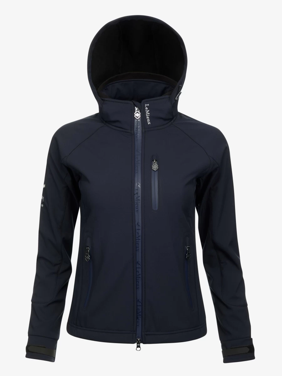 LeMieux Elite Soft Shell Jacket for Men & Women - Waterproof Windbreaker in Navy Blue for Outdoor Activities