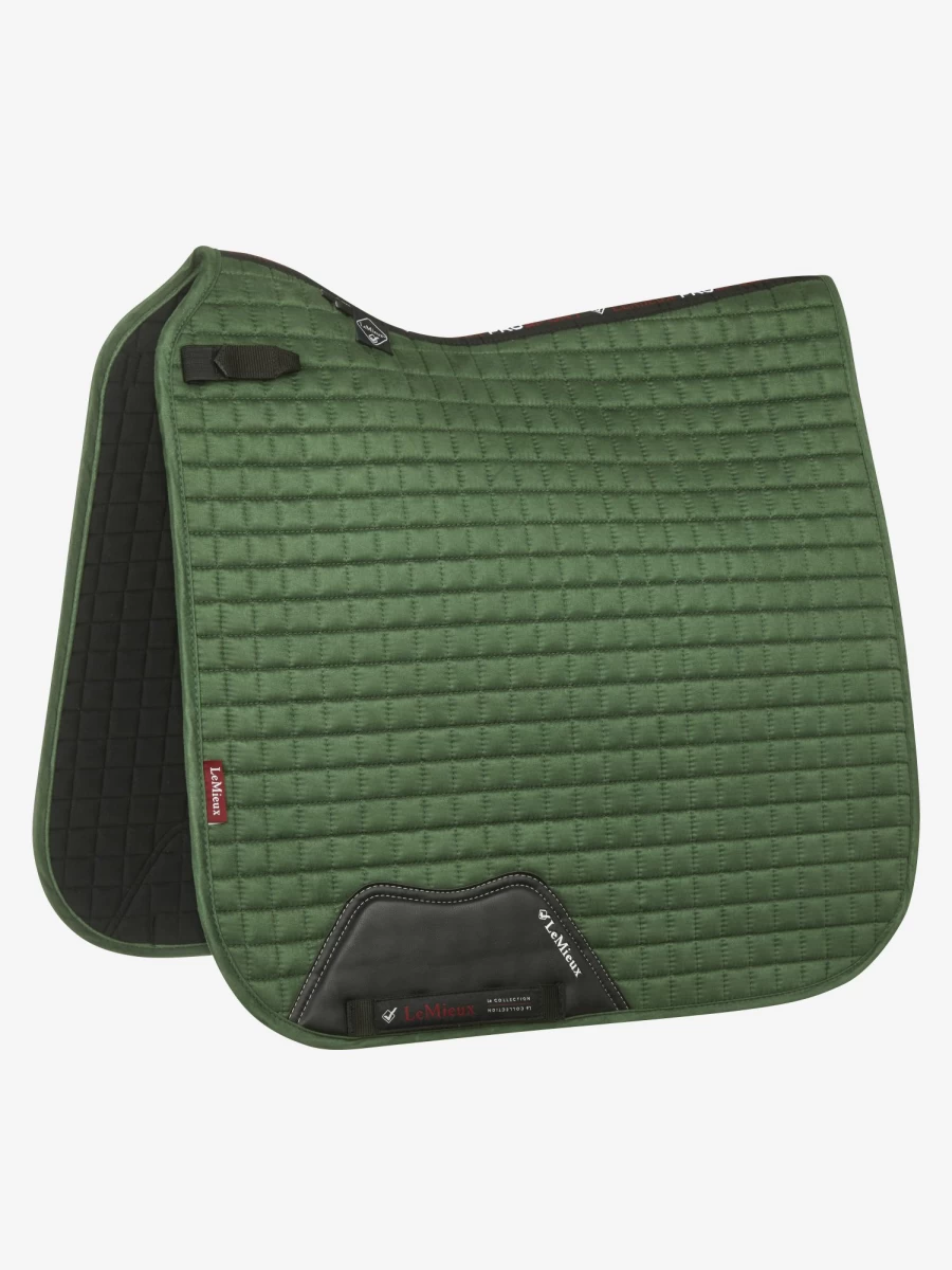 LeMieux Suede Dressage Saddle Pad - Hunter Green Square Contour for Horse Riding